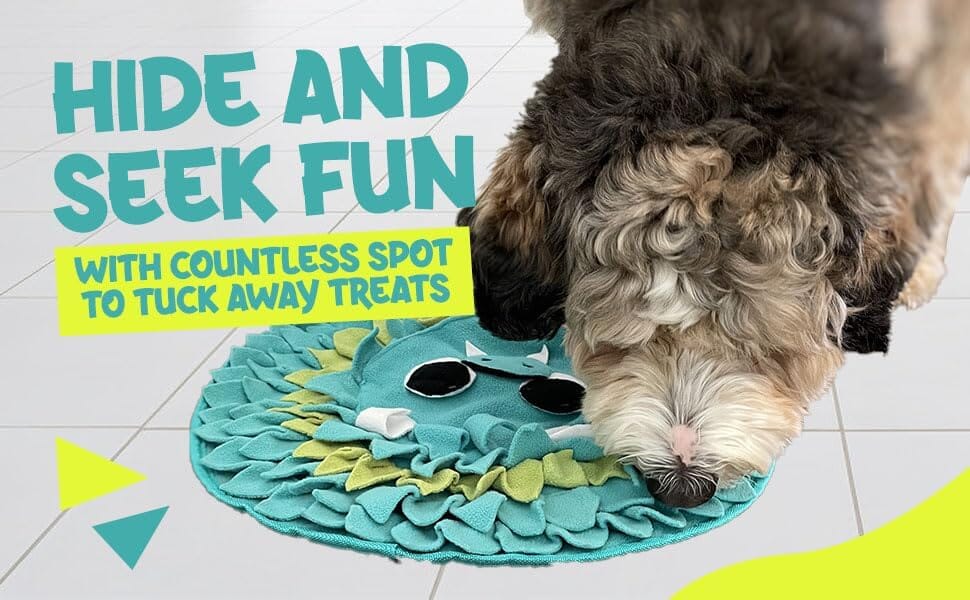 18” Dragon Dog Sniffing Mat Easy to Clean Fleece Snuffle Mat for Dogs