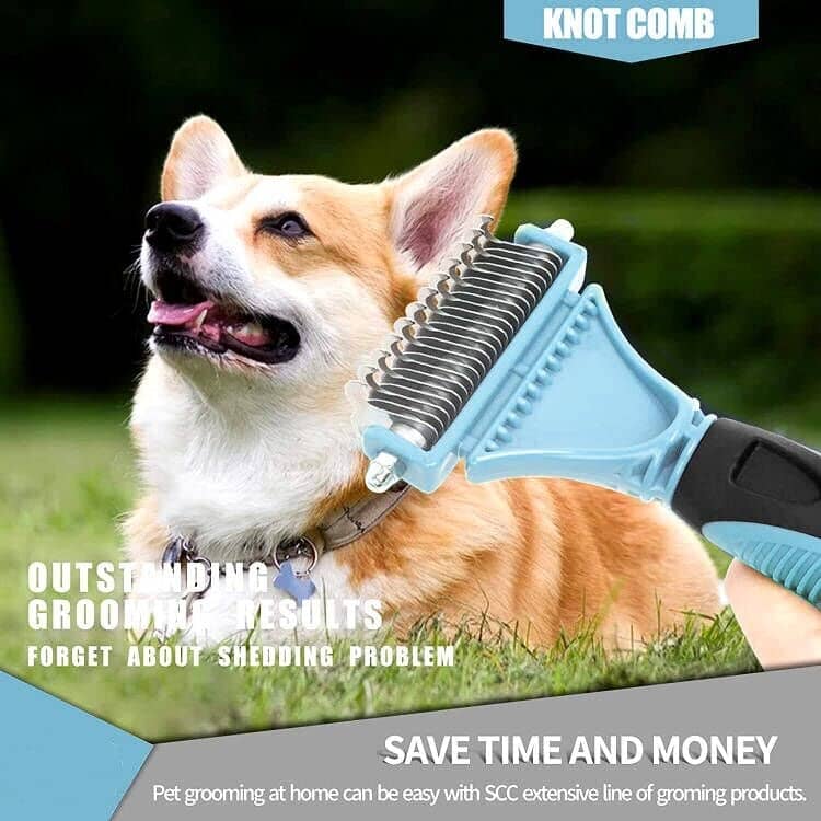 2 Sided Pet Grooming & Deshedding Brush Undercoat Rake for Cats & Dogs S
