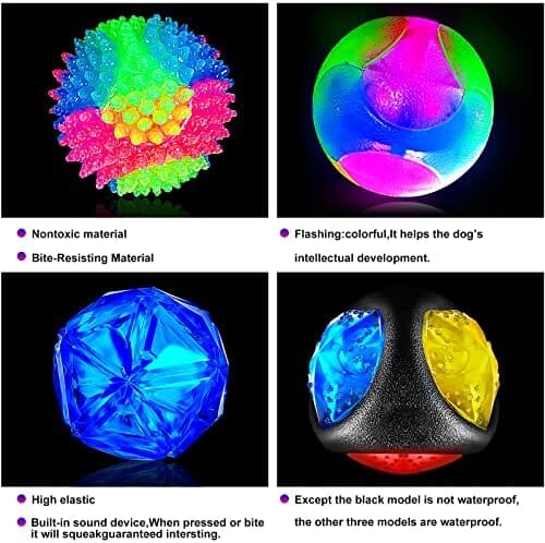 4 Pieces Light up Dog Ball Spiny Light up Dog Ball