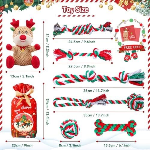 7 Pack Christmas Dog Toys