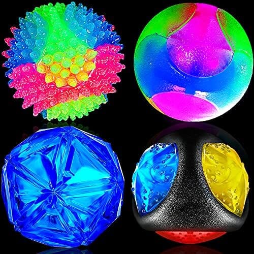 4 Pieces Light up Dog Ball Spiny Light up Dog Ball