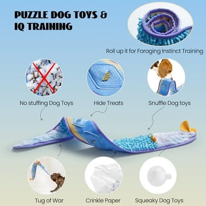 No Stuffing Eel Crinkle Dog Squeaky Toys